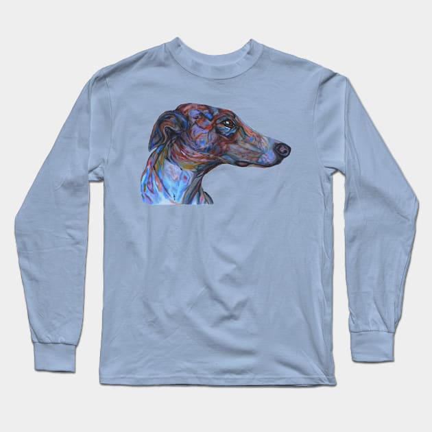 rainbow greyhound profile Long Sleeve T-Shirt by candimoonart